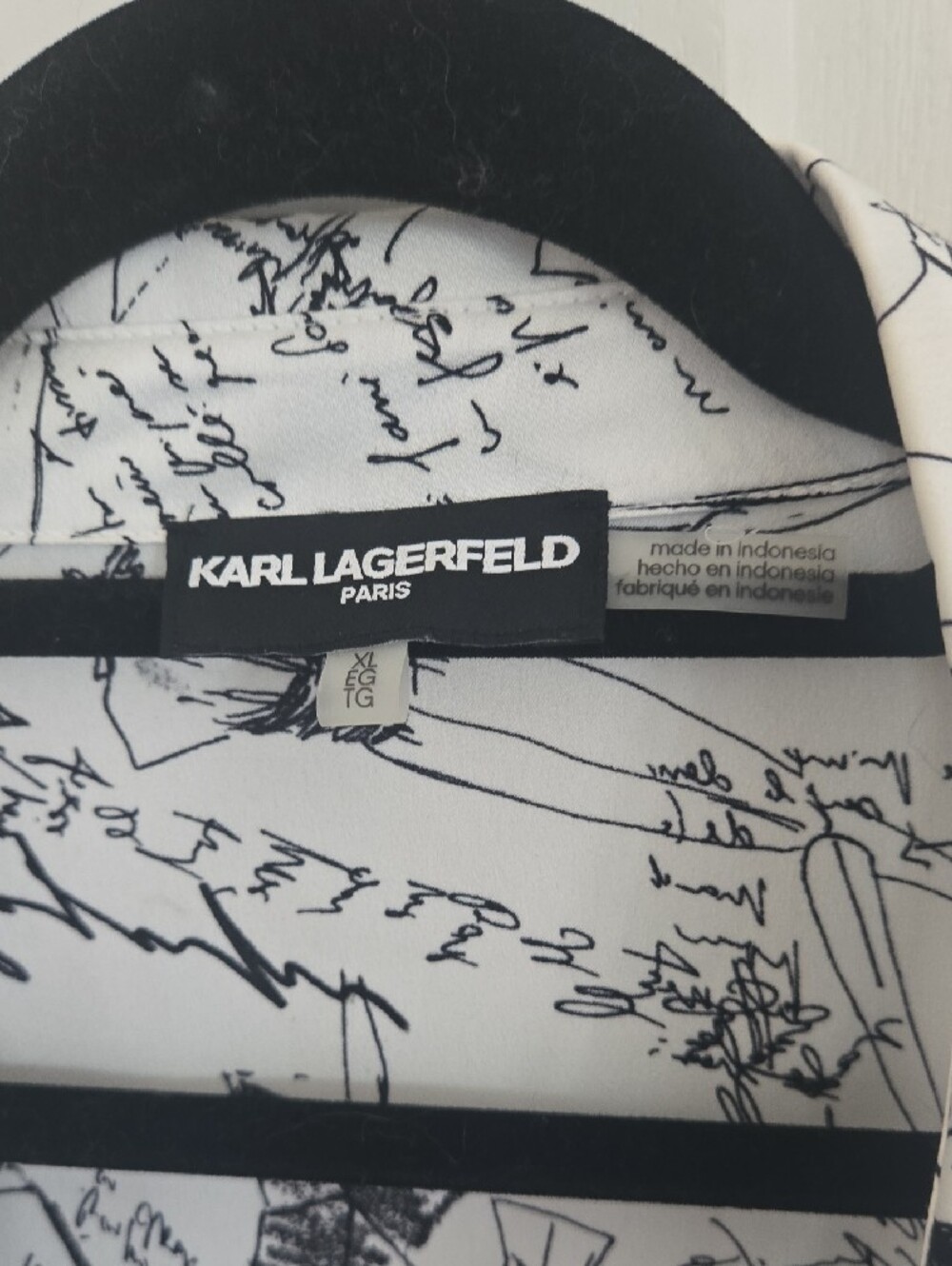 Karl Lagerfeld White and Black Abstract Sketch Shirt Jacket - Picture 2 of 8